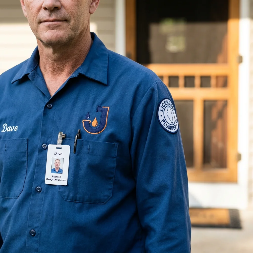 Licensed plumber showing ID badge in Smithville, TN