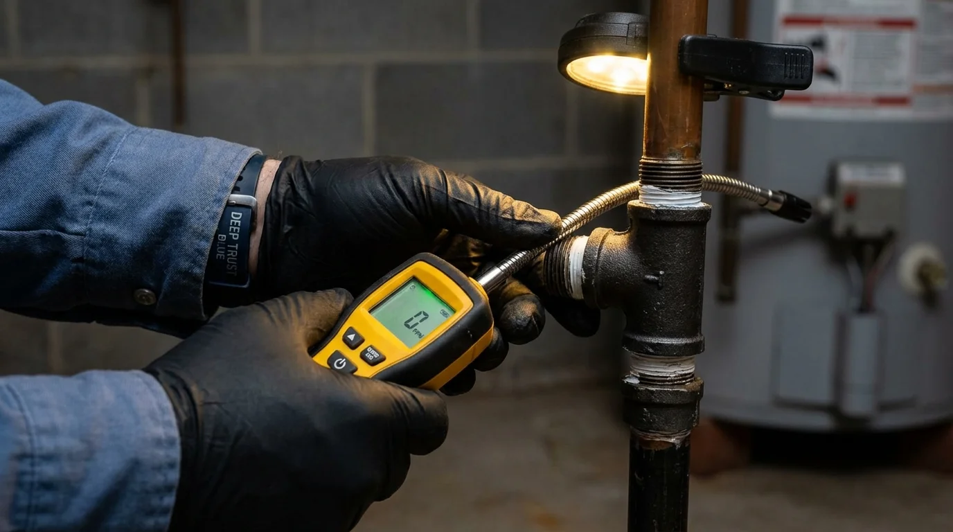 Gas leak detection with electronic sniffer by Johns Plumbing LLC in Smithville
